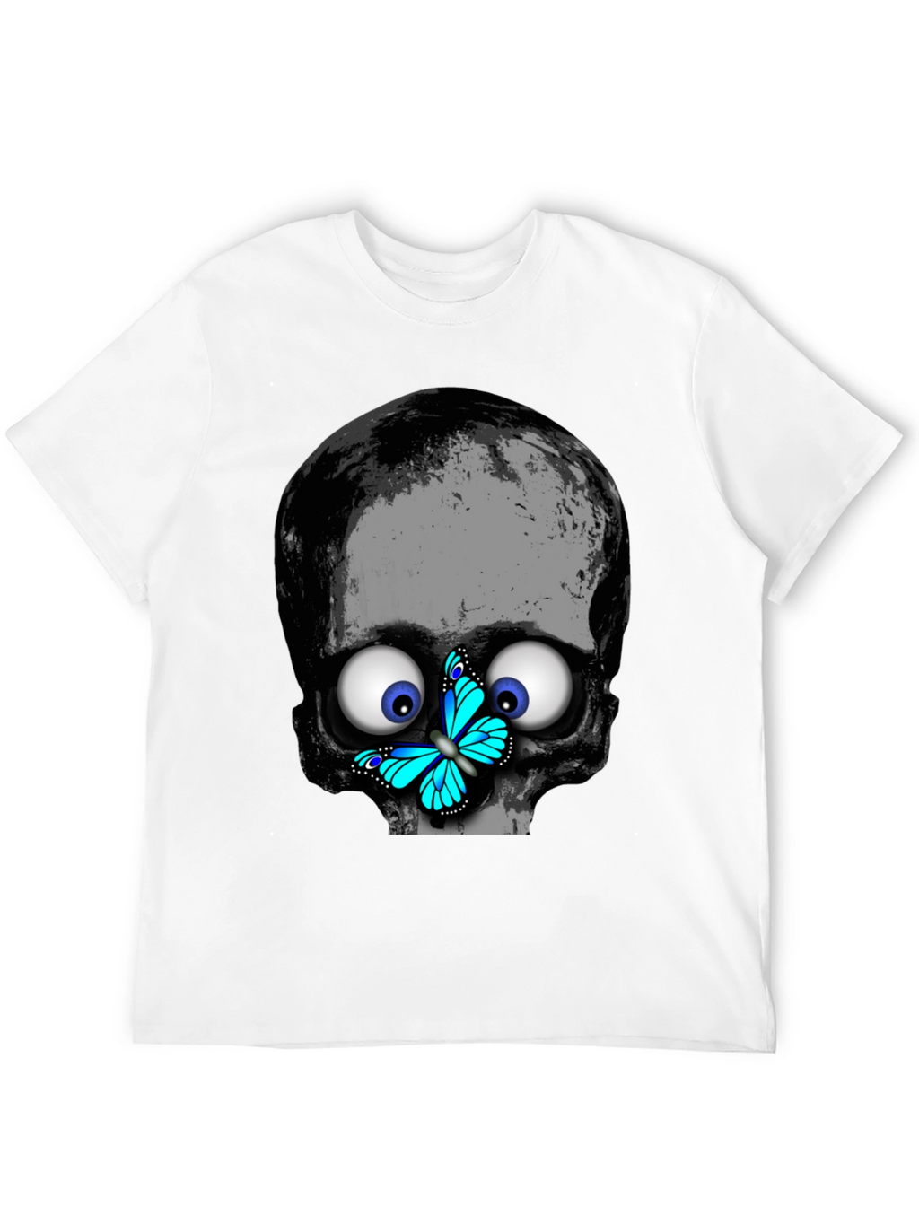 Skull Butterfly T-Shirt - Googly Eyes Black Tee