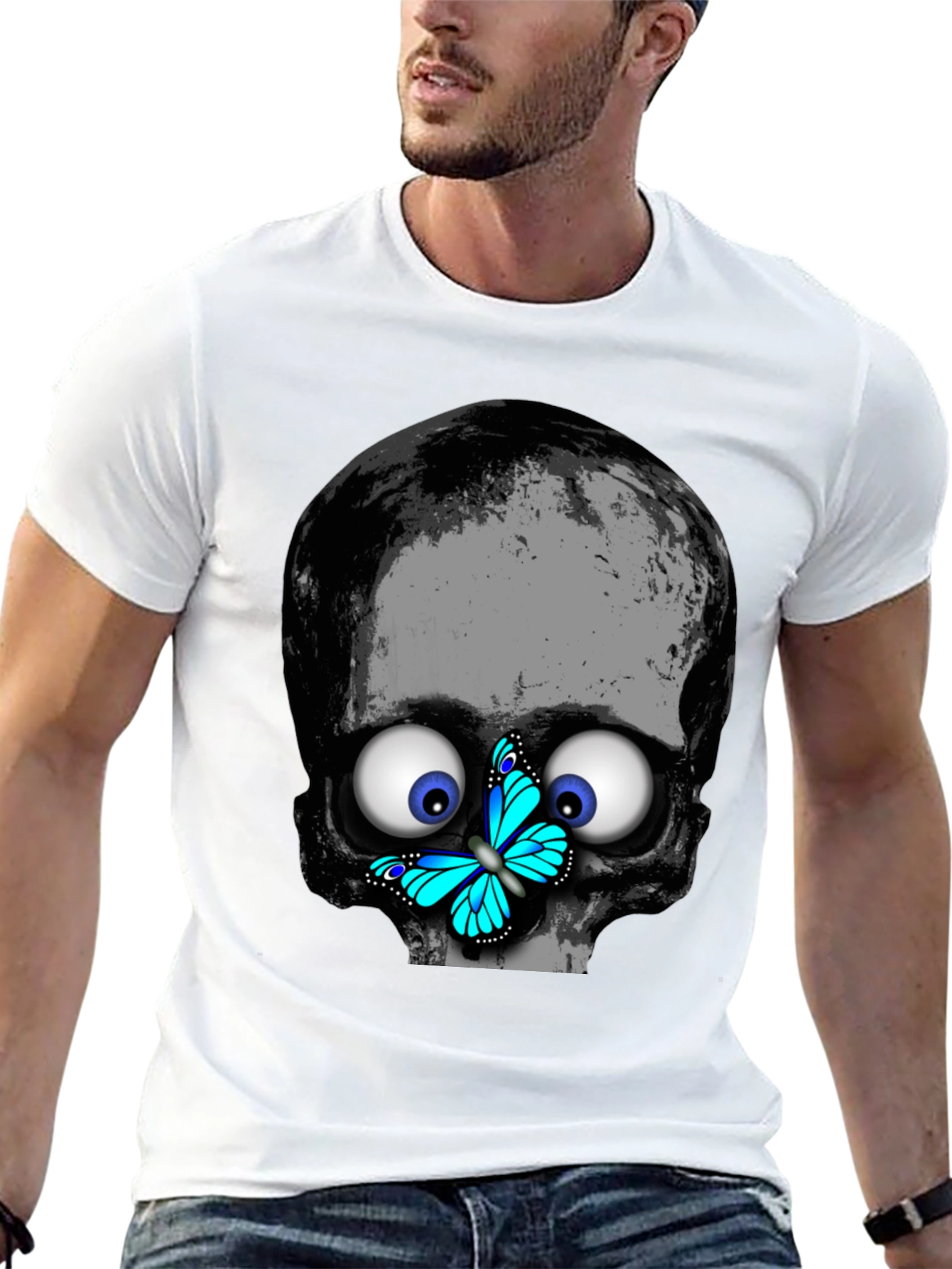 Skull Butterfly T-Shirt - Googly Eyes Black Tee