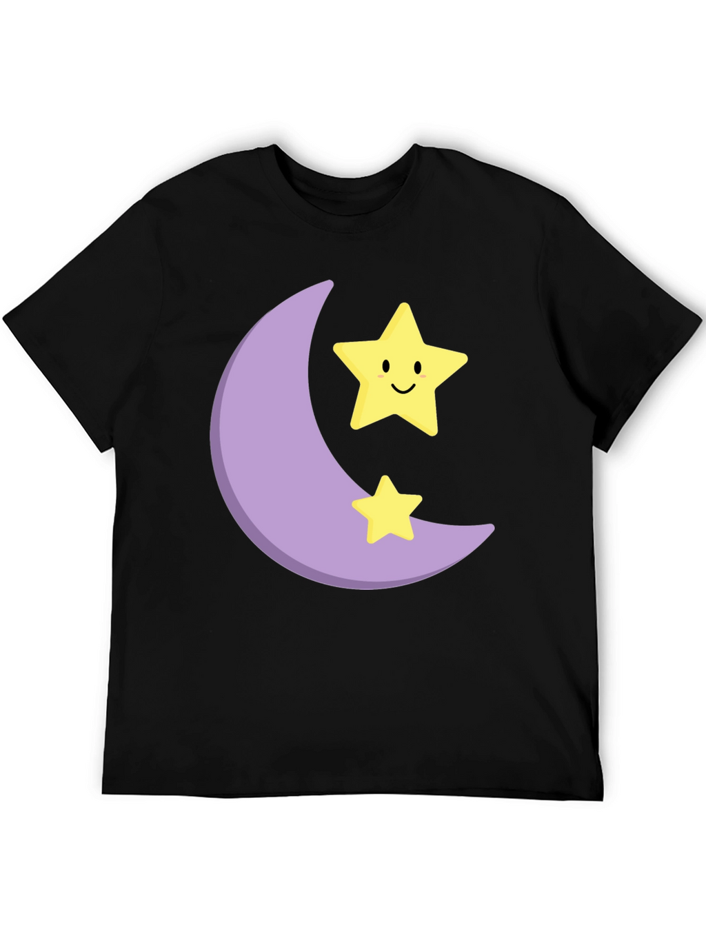 Cute Moon & Stars Graphic Black T-Shirt