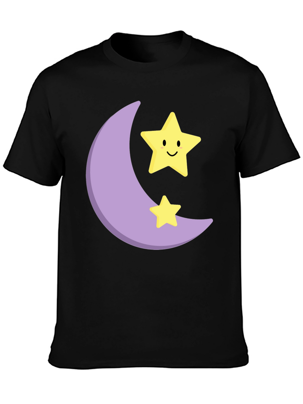 Cute Moon & Stars Graphic Black T-Shirt