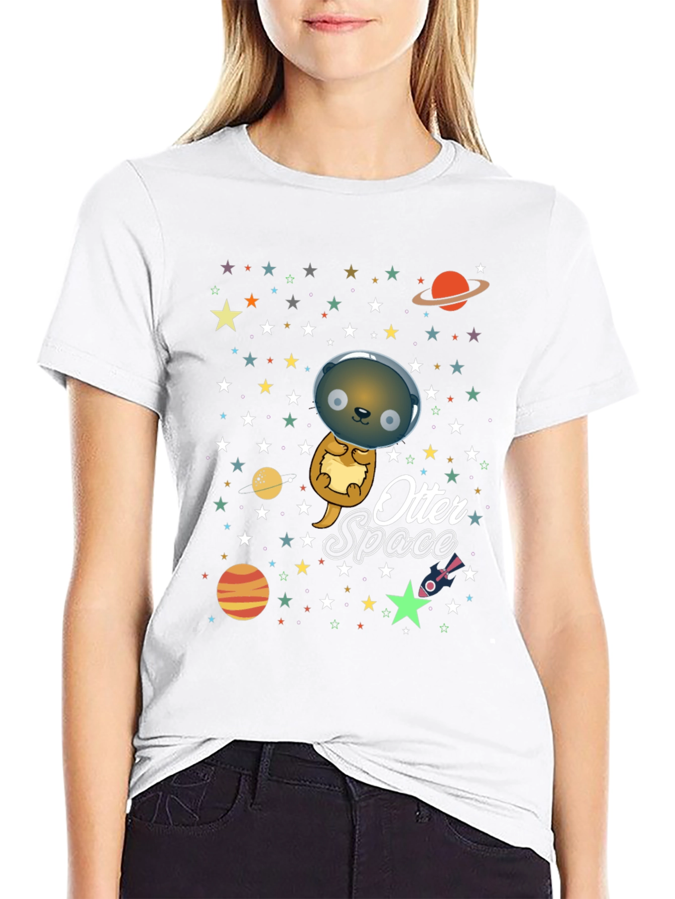 Otter Space T-Shirt - Cute Cartoon Graphic Tee