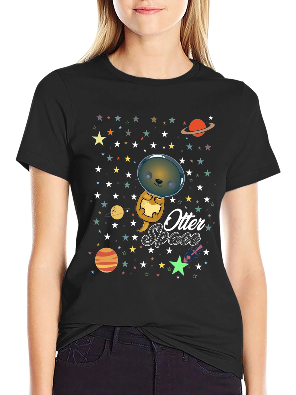 Otter Space T-Shirt - Cute Cartoon Graphic Tee