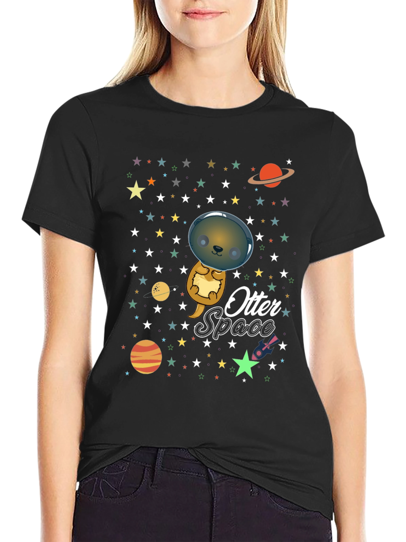 Otter Space T-Shirt - Cute Cartoon Graphic Tee