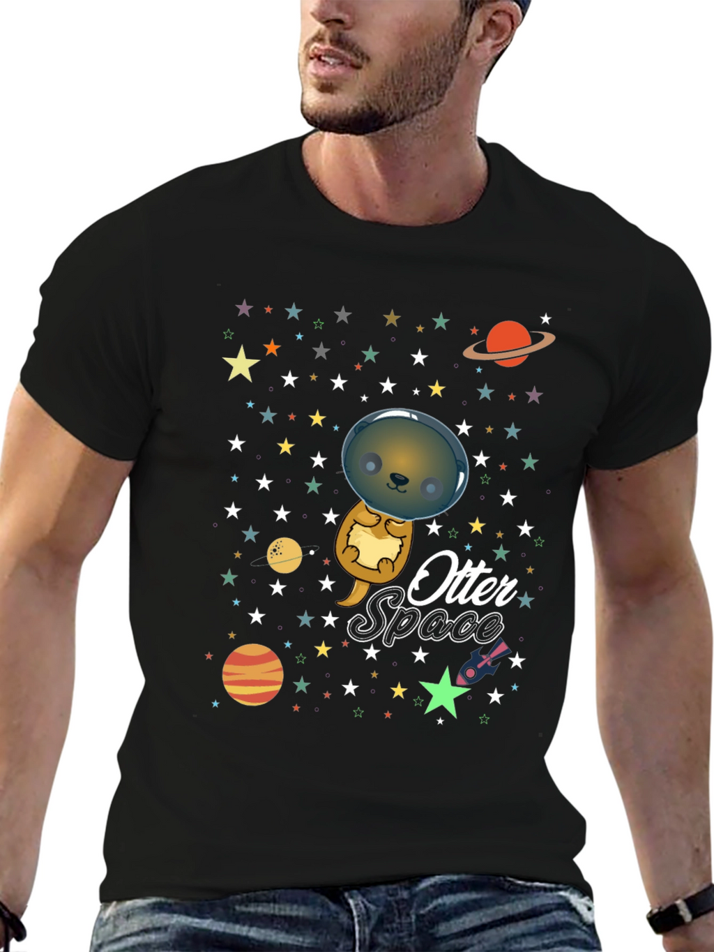 Otter Space T-Shirt - Cute Cartoon Graphic Tee