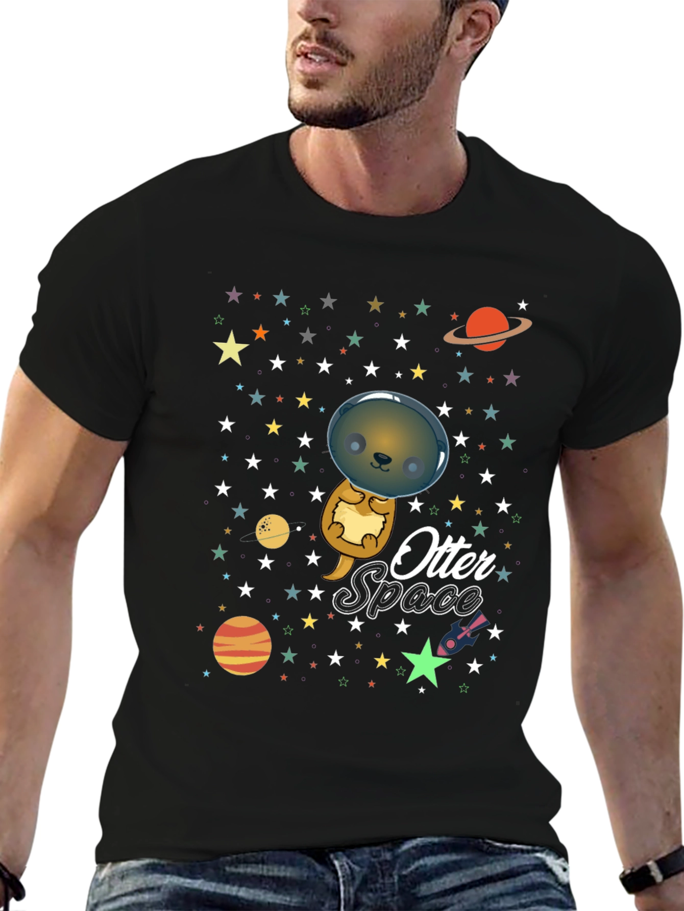 Otter Space T-Shirt - Cute Cartoon Graphic Tee