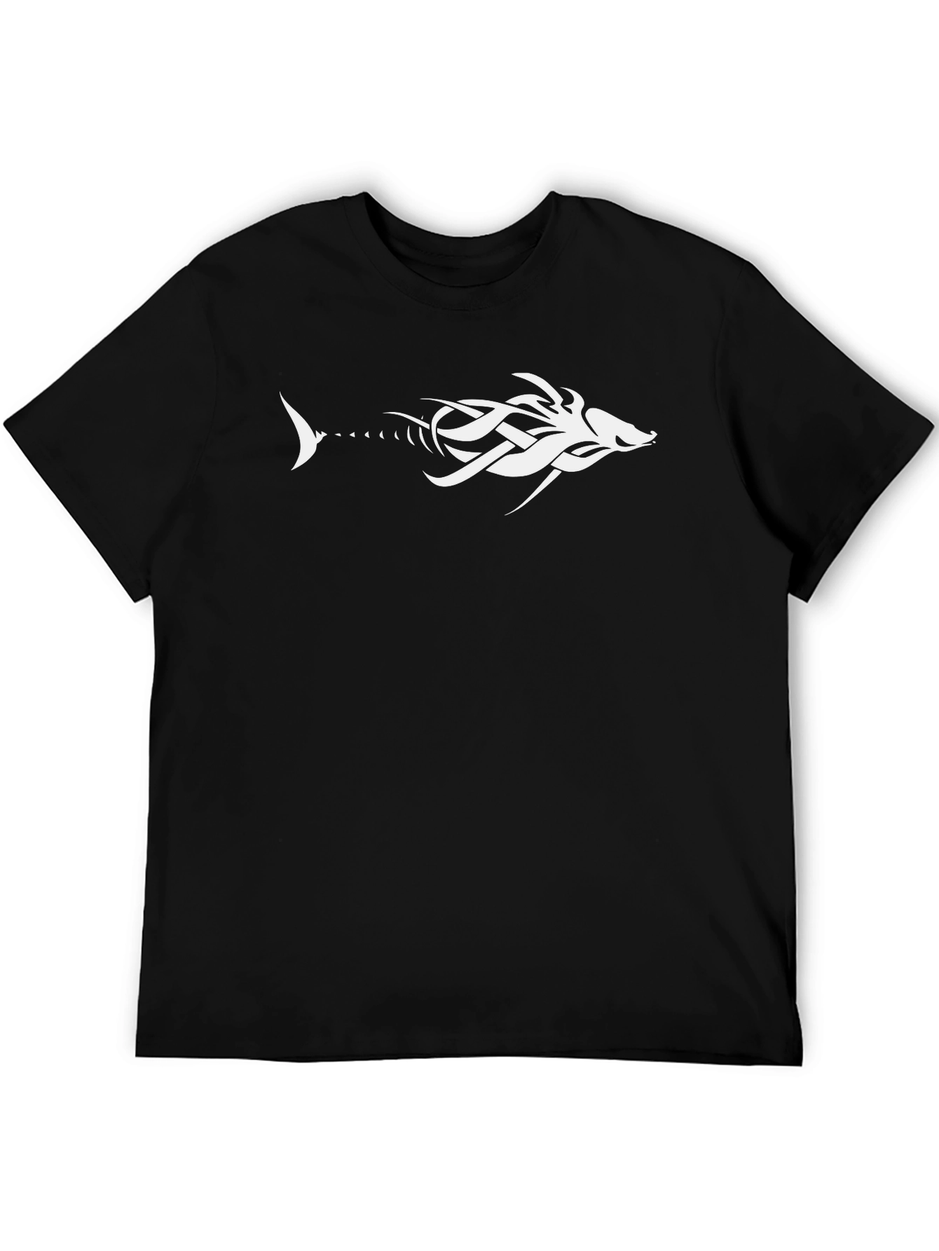 Tribal Fishbone Graphic Tee - Black
