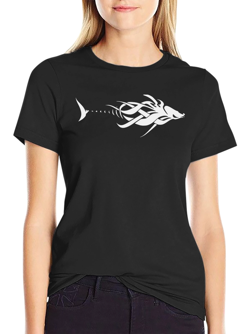 Tribal Fishbone Graphic Tee - Black
