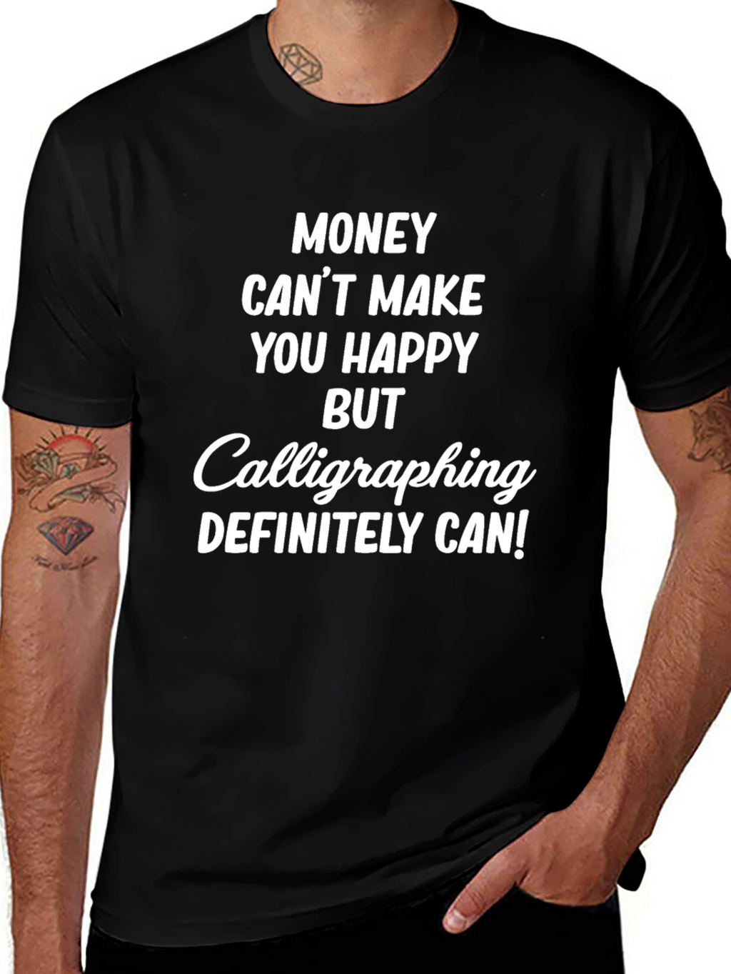 Calligraphing Makes Me Happy Black Tee