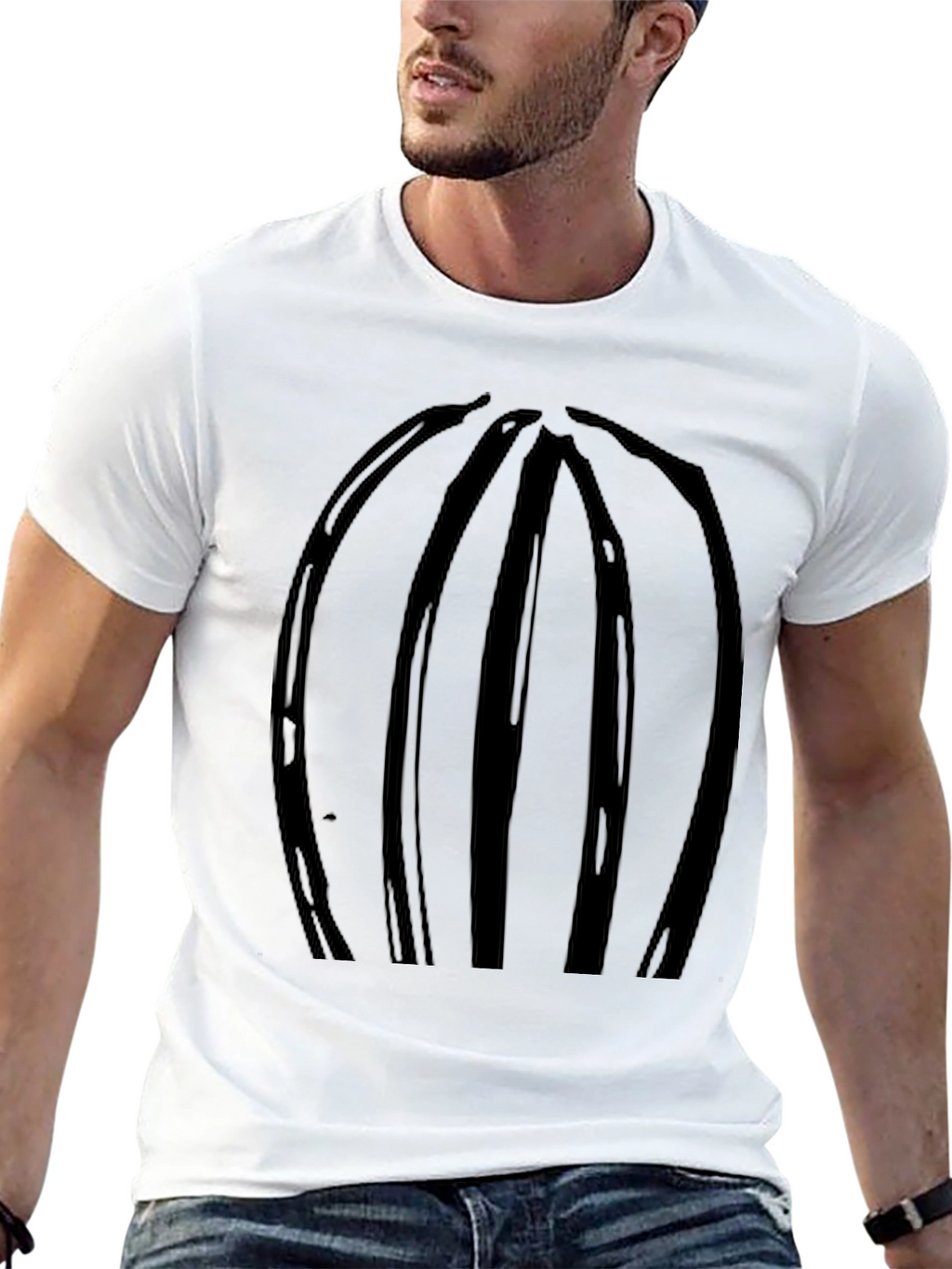 Abstract Stripe Black T-Shirt - Modern Casual Wear
