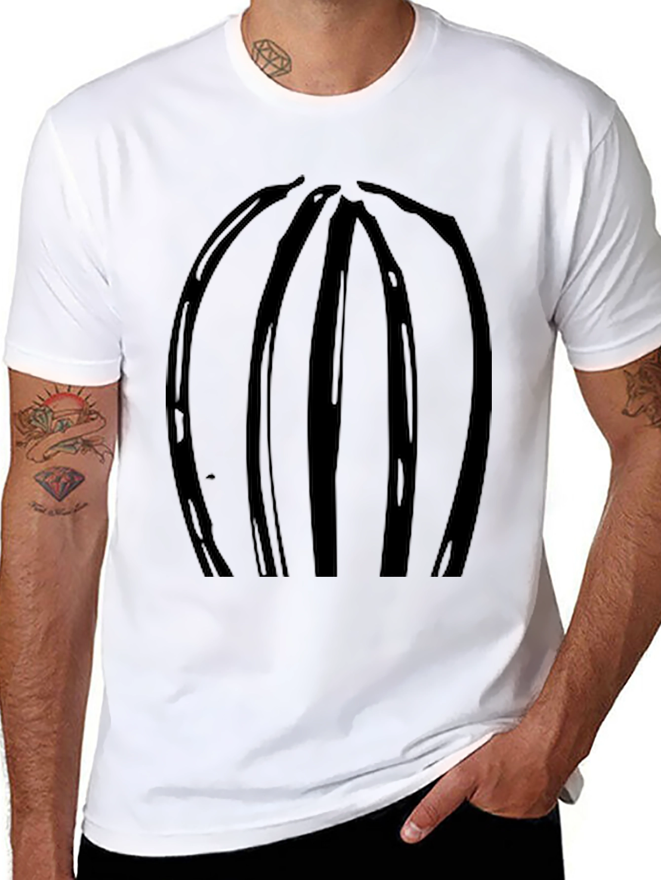 Abstract Stripe Black T-Shirt - Modern Casual Wear