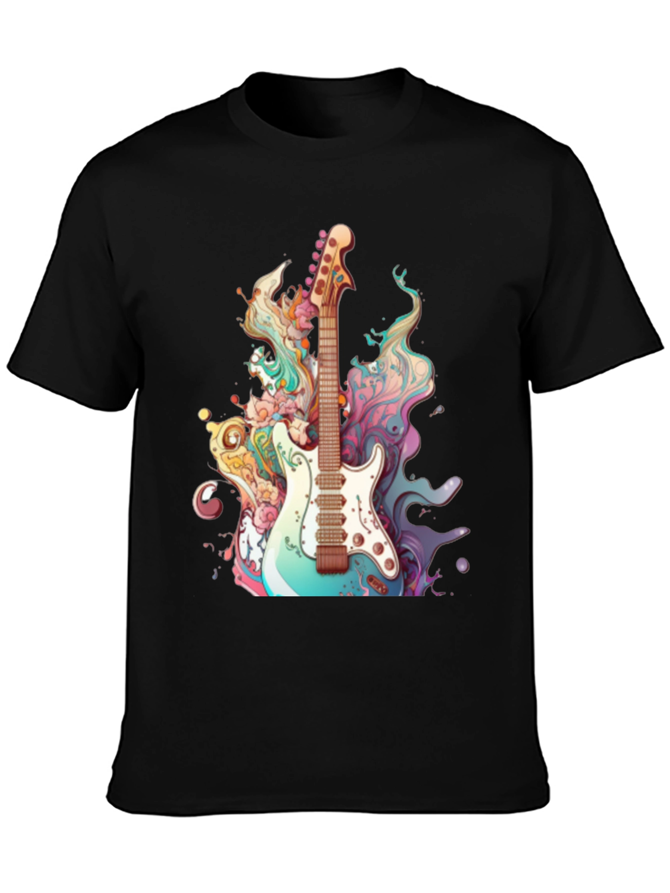 Electric Guitar Art Graphic Tee - Black