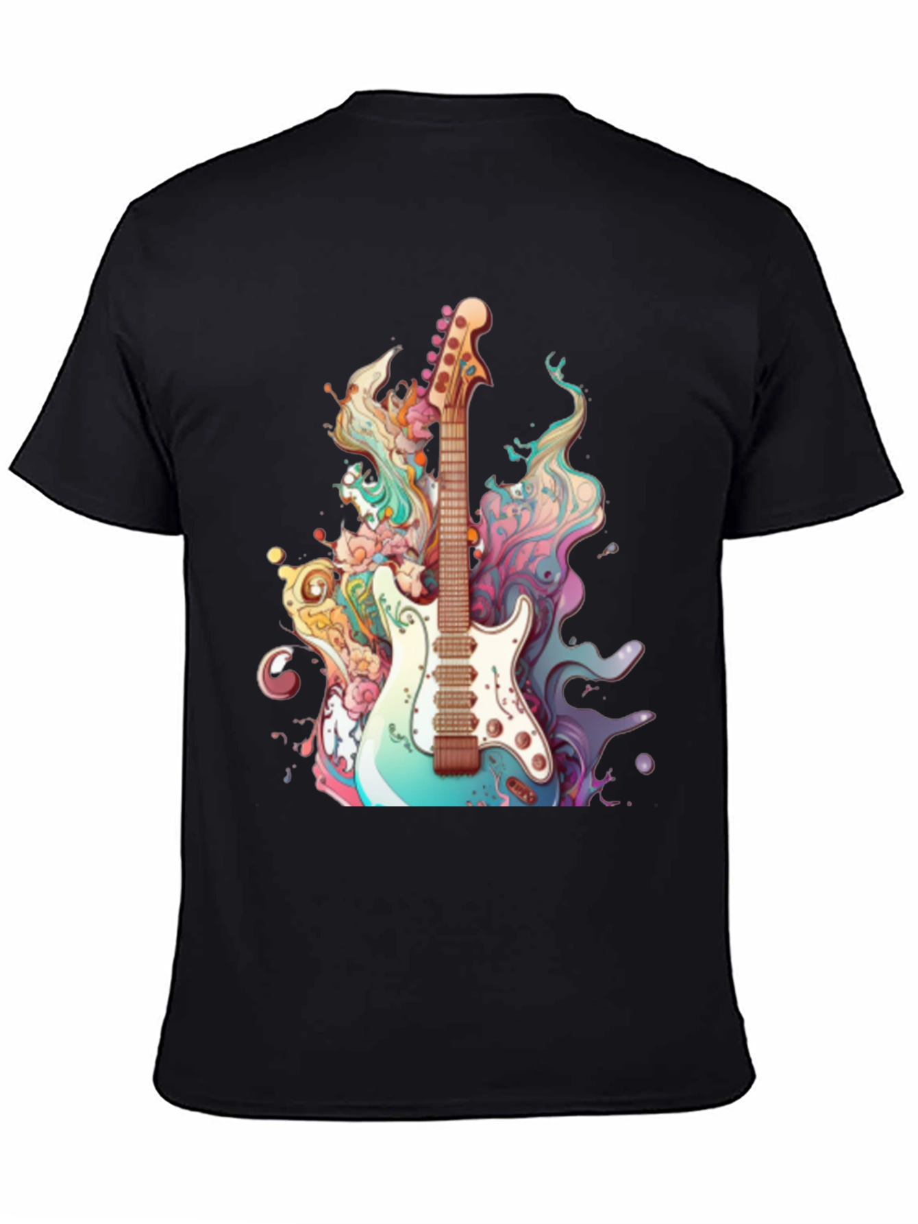 Electric Guitar Art Graphic Tee - Black