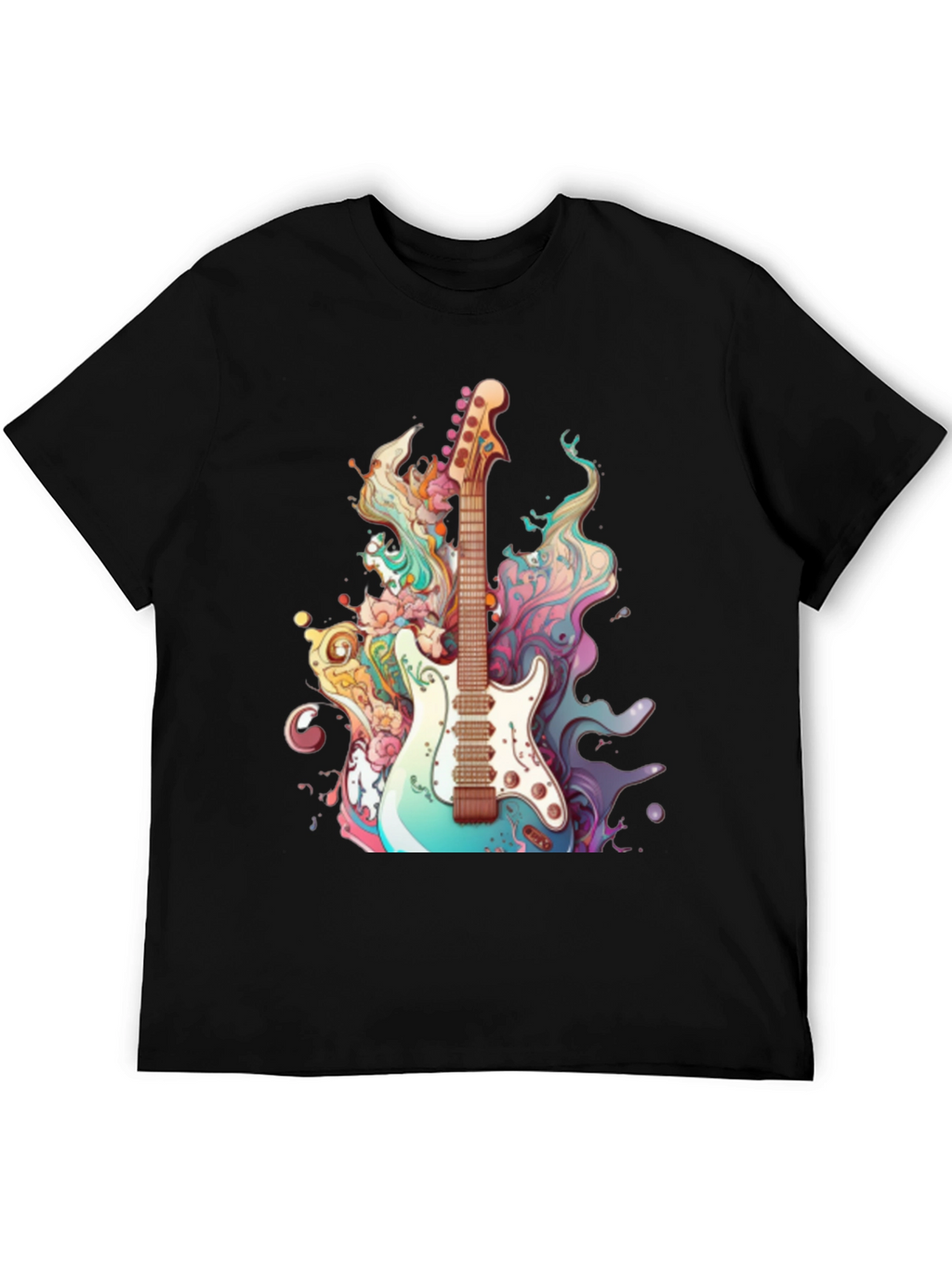 Electric Guitar Art Graphic Tee - Black