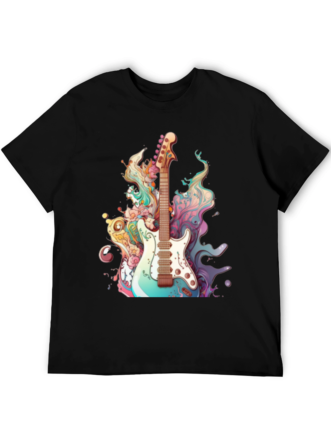 Electric Guitar Art Graphic Tee - Black