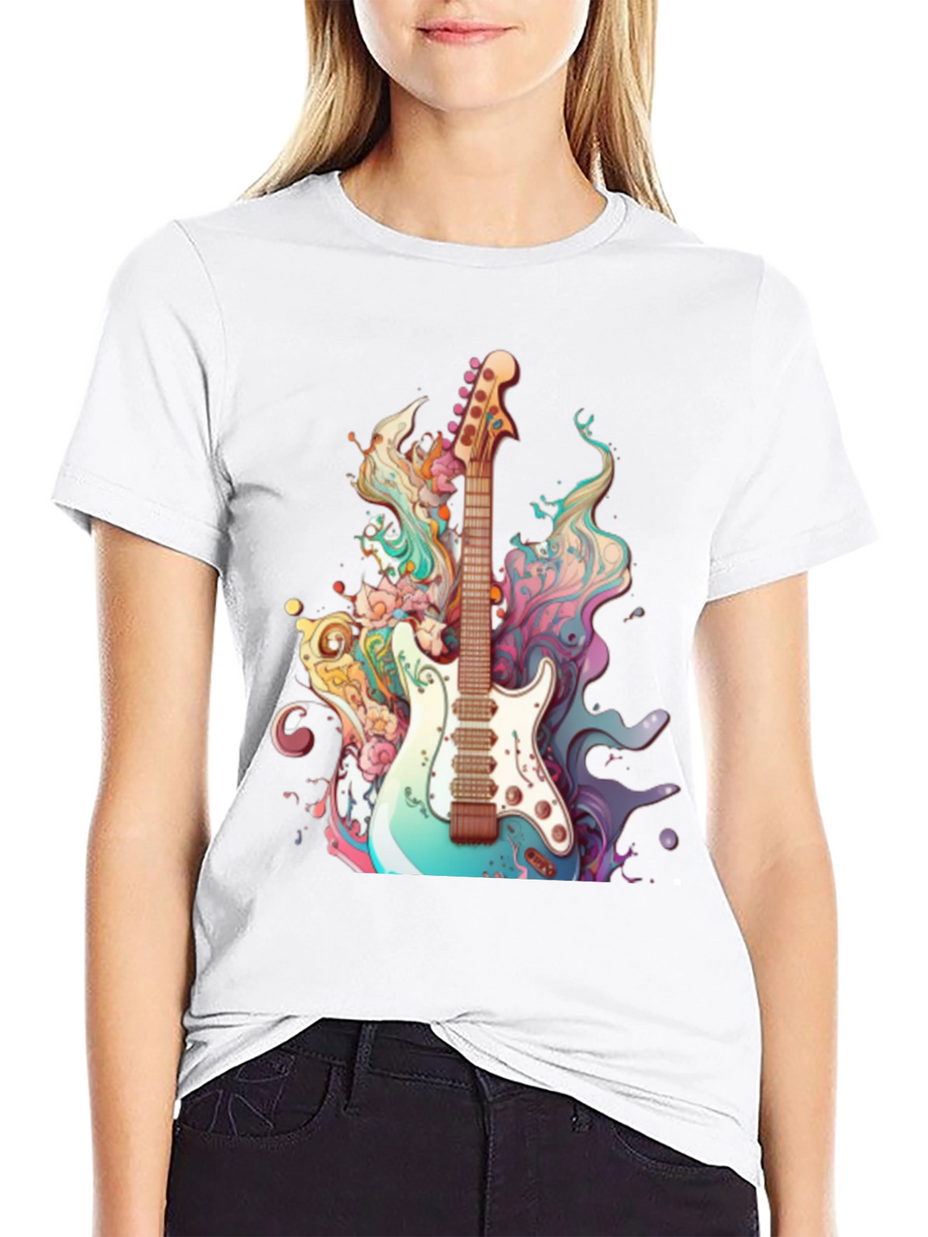 Electric Guitar Art Graphic Tee - Black