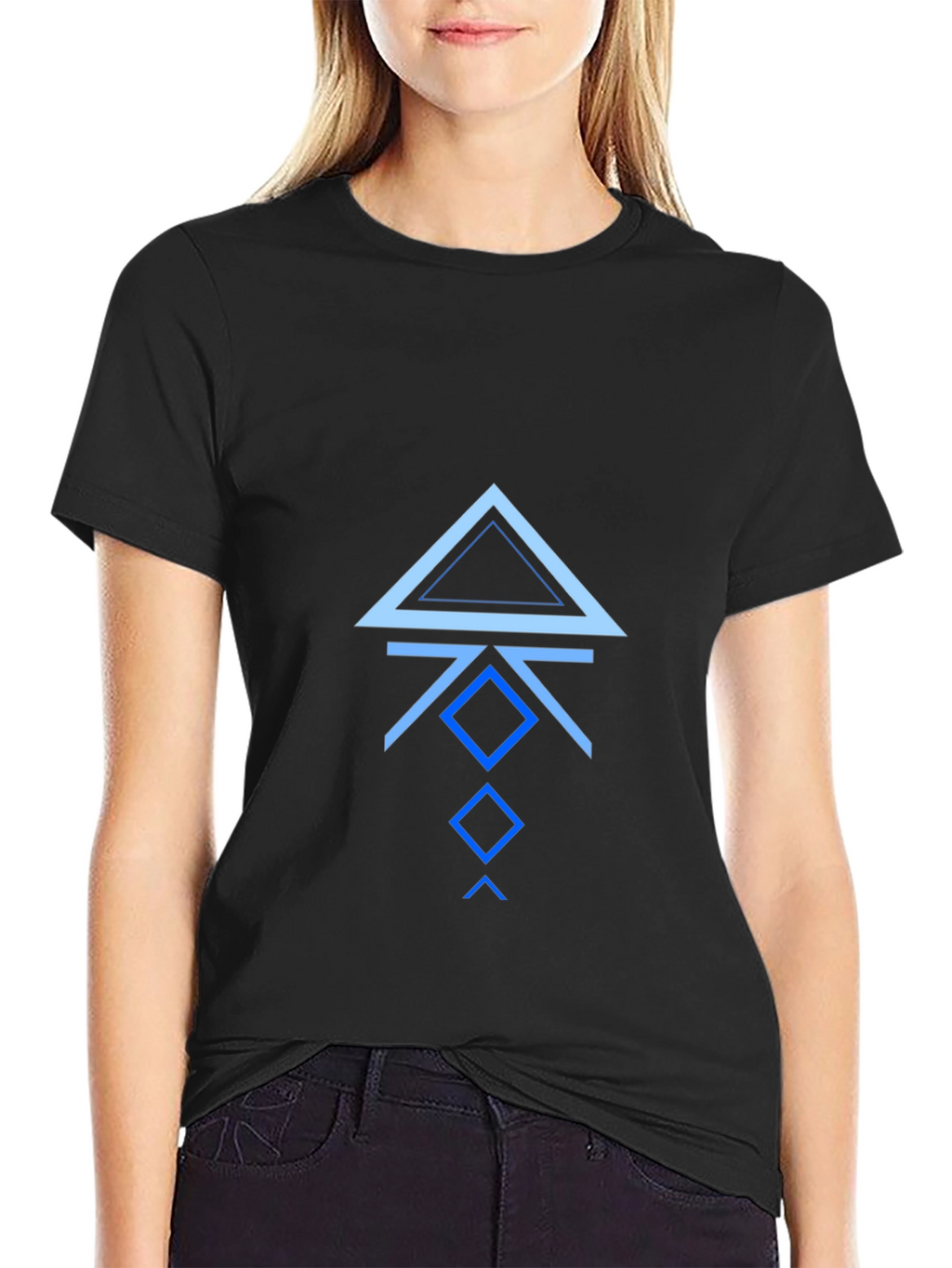 Geometric Arrow Graphic Print Black T-Shirt