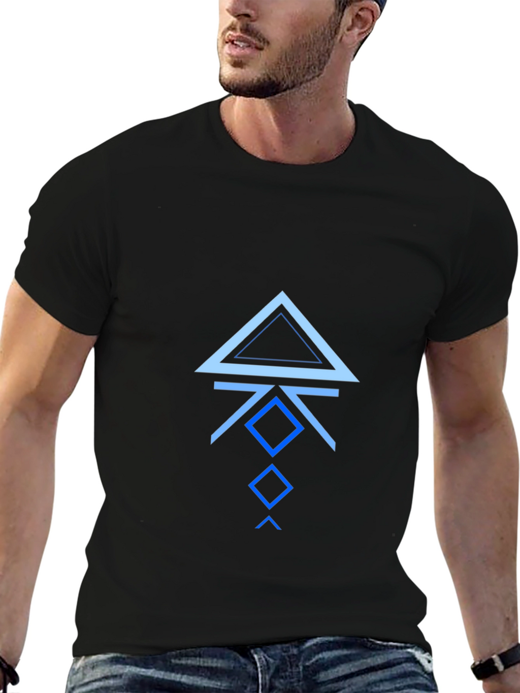 Geometric Arrow Graphic Print Black T-Shirt