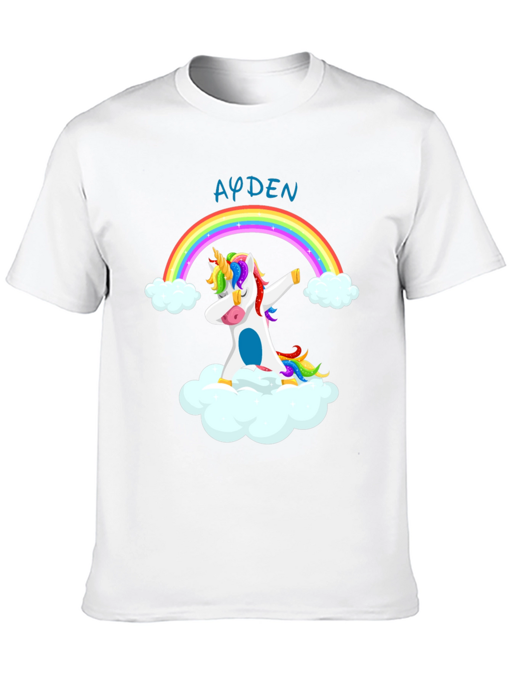 Ayden Rainbow Unicorn Dab Black T-Shirt