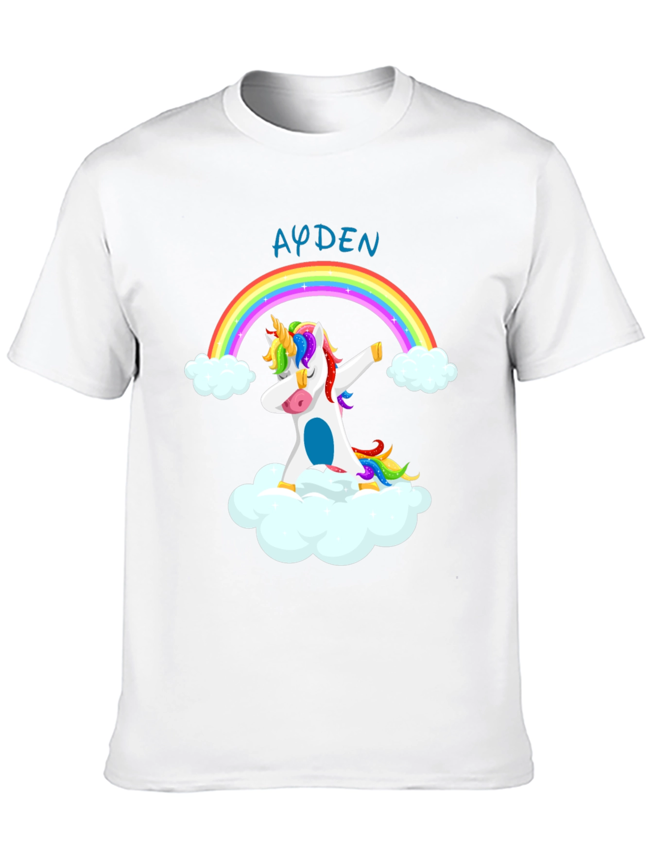 Ayden Rainbow Unicorn Dab Black T-Shirt