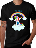Ayden Rainbow Unicorn Dab Black T-Shirt