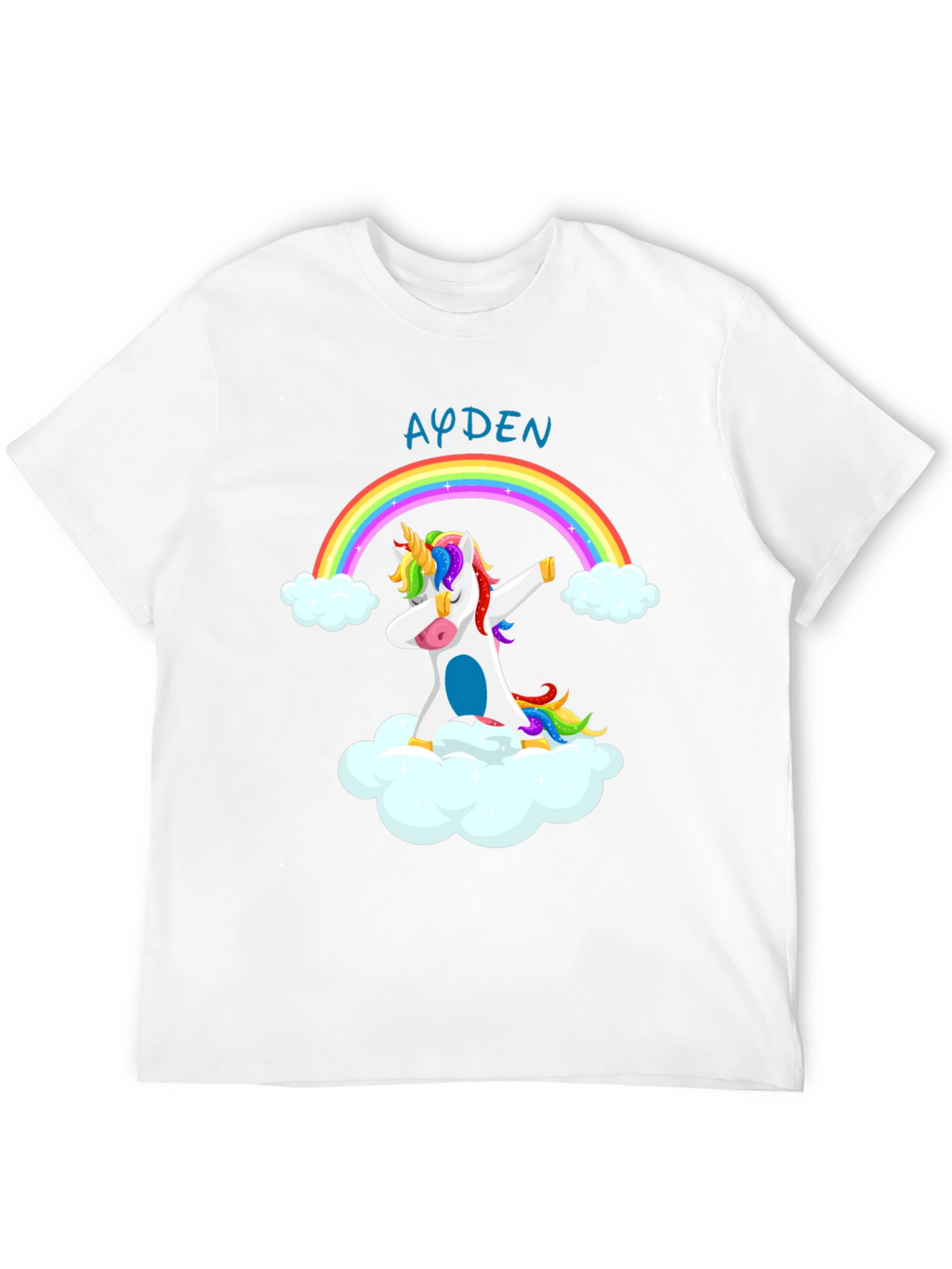 Ayden Rainbow Unicorn Dab Black T-Shirt