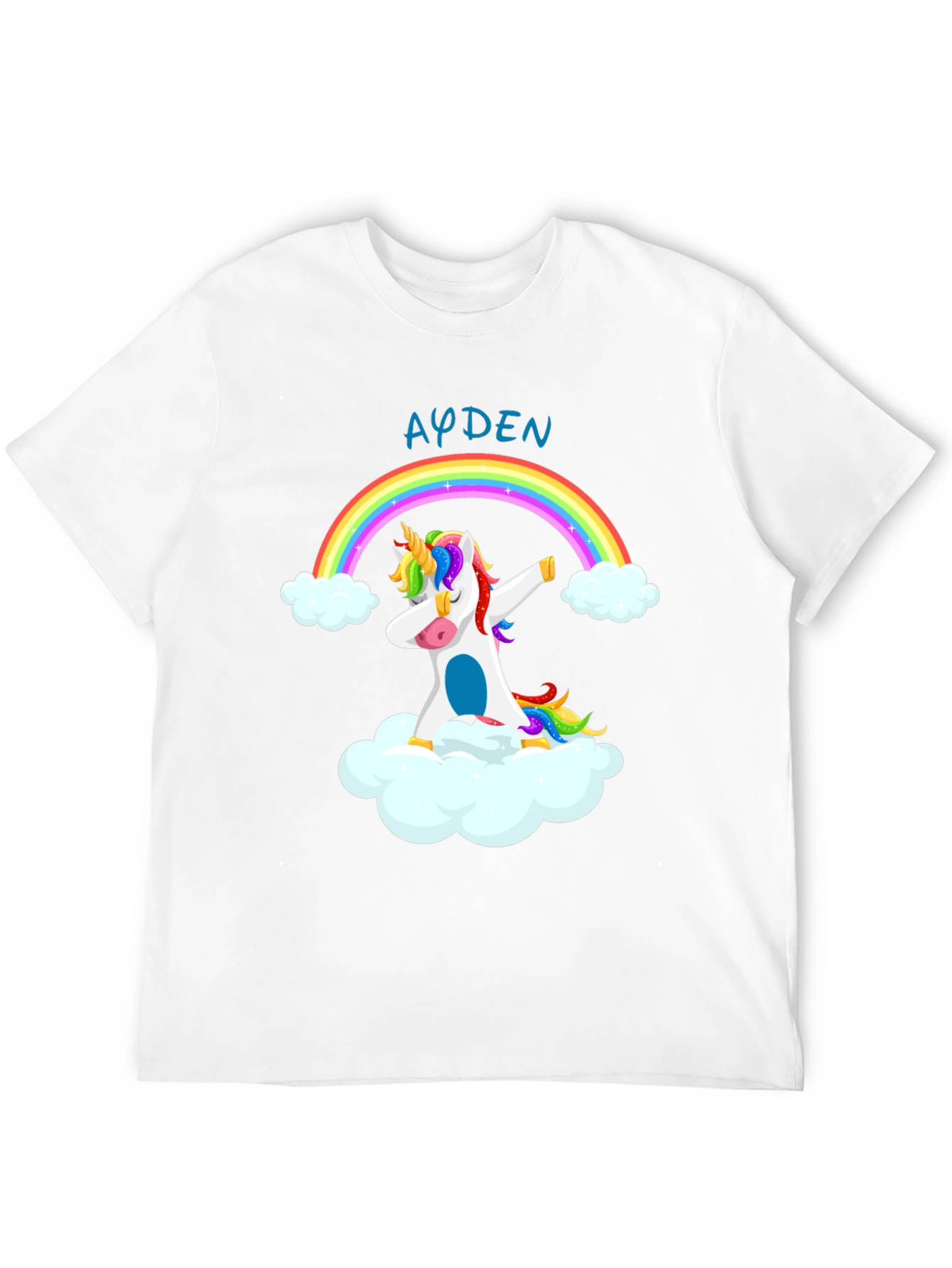 Ayden Rainbow Unicorn Dab Black T-Shirt