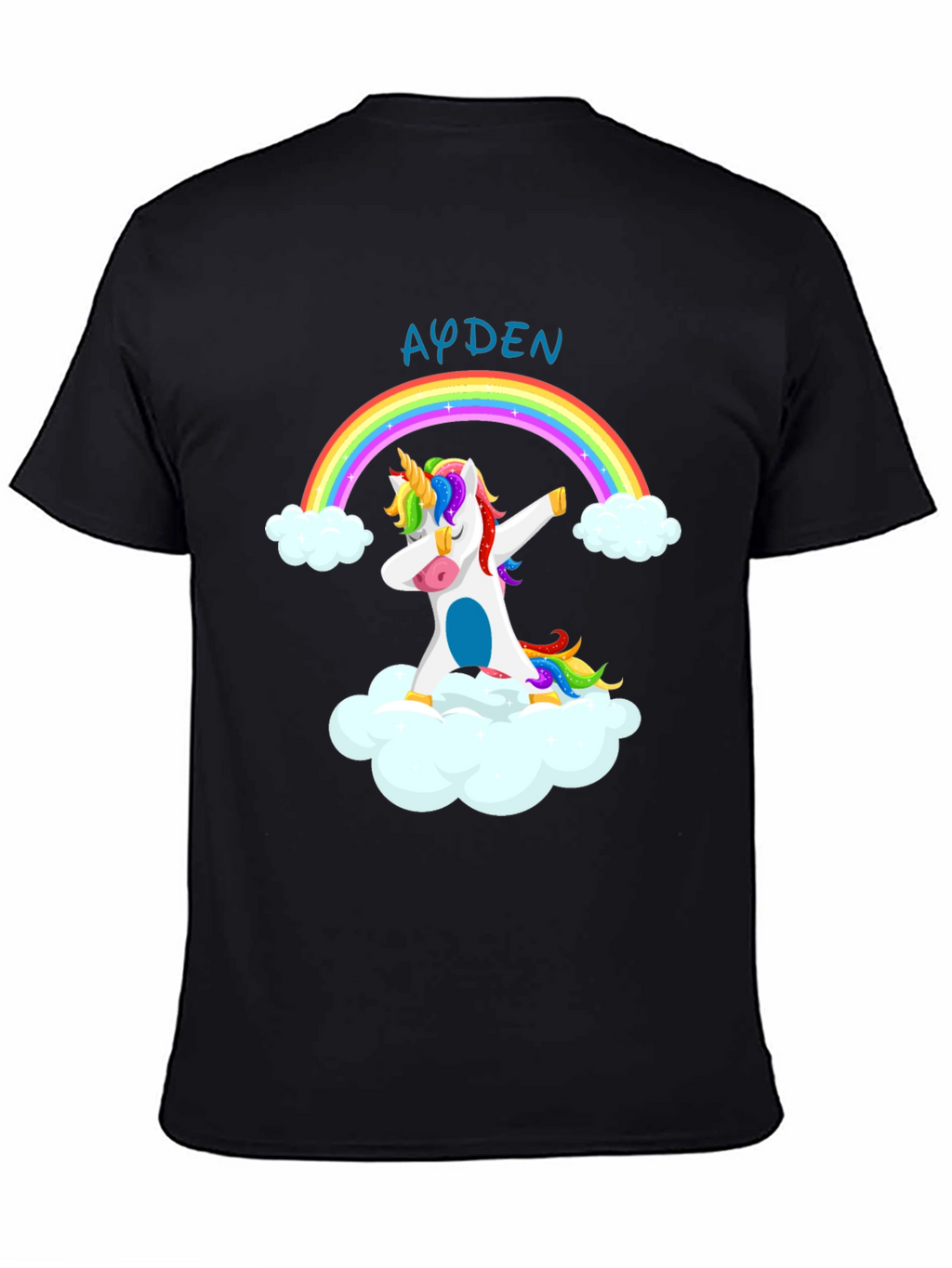 Ayden Rainbow Unicorn Dab Black T-Shirt