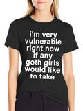 Vulnerable Goth Girls T-Shirt - Black Cotton Graphic Tee