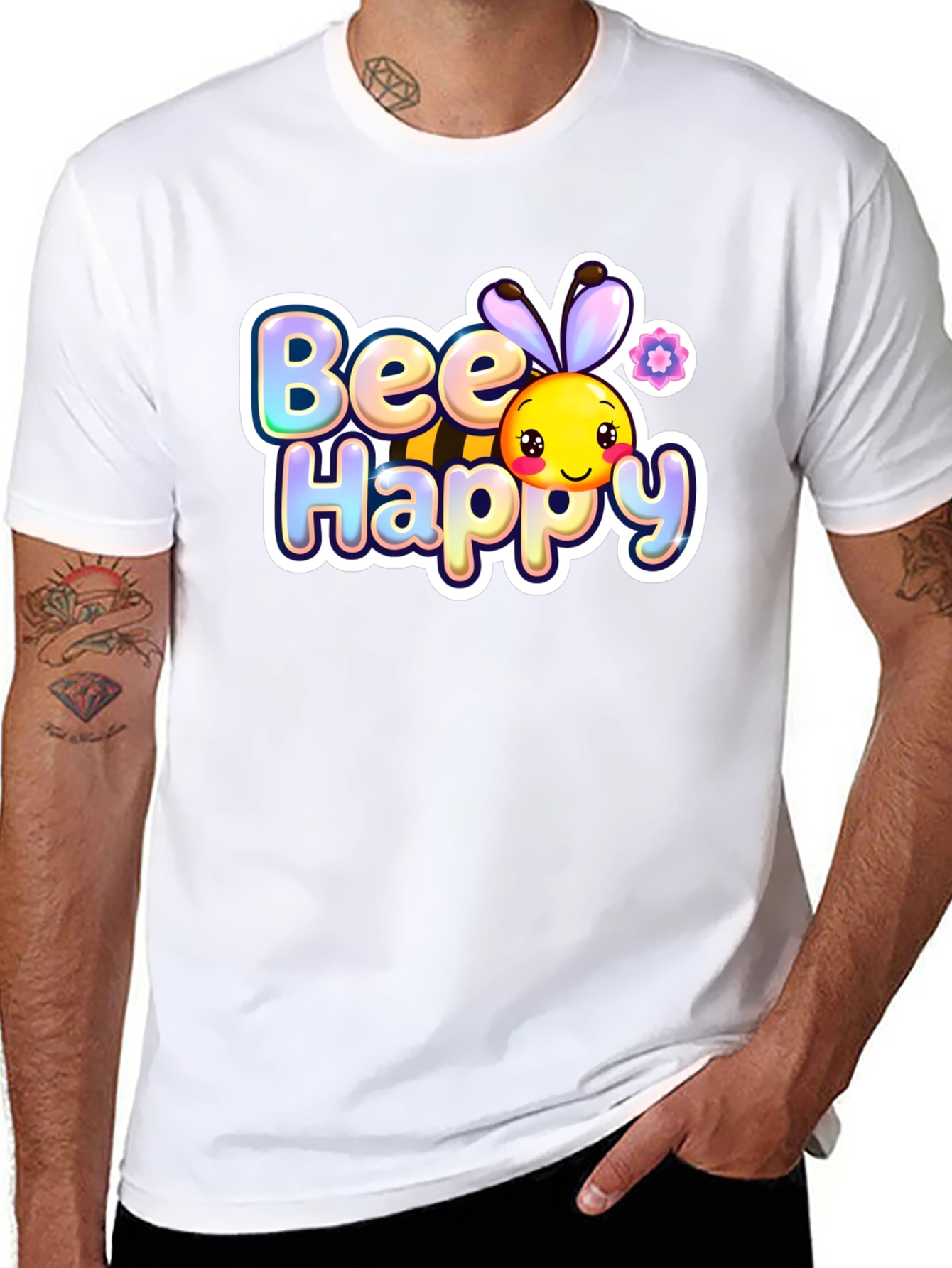Bee Happy Graphic Tee - Black