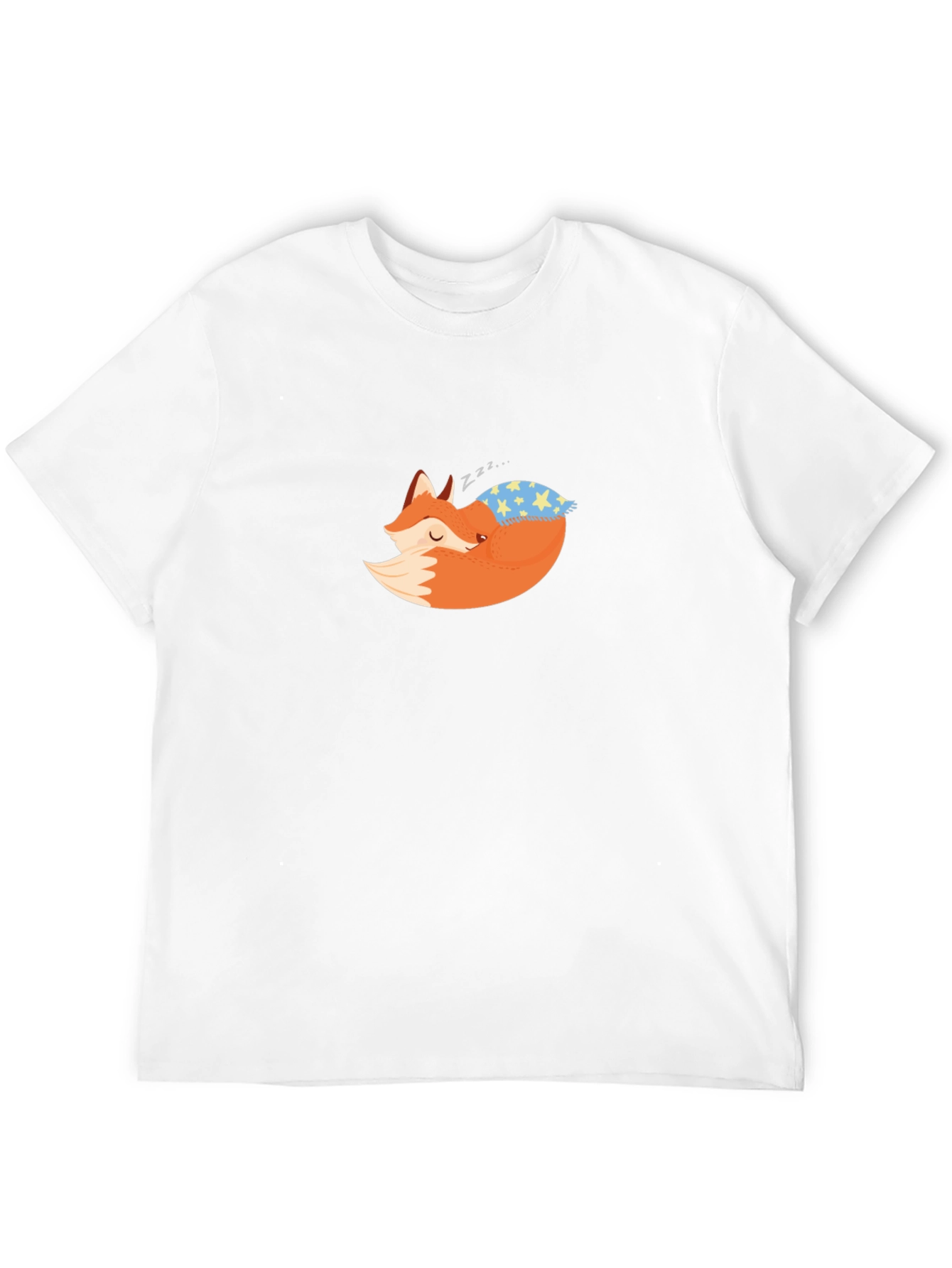 Fox Sleeping on Pillow Black T-Shirt
