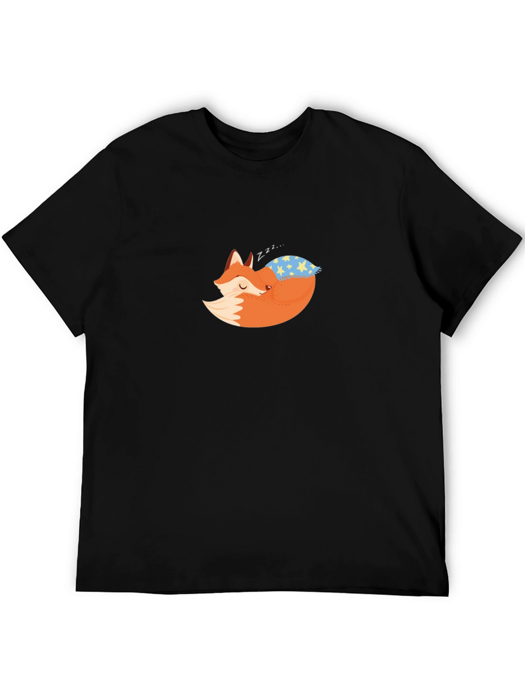 Fox Sleeping on Pillow Black T-Shirt