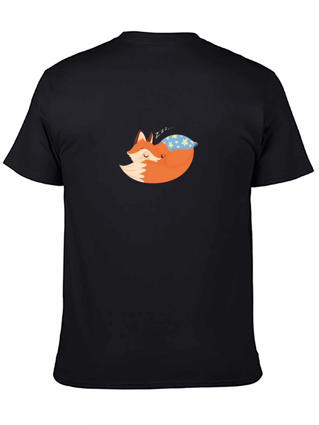 Fox Sleeping on Pillow Black T-Shirt
