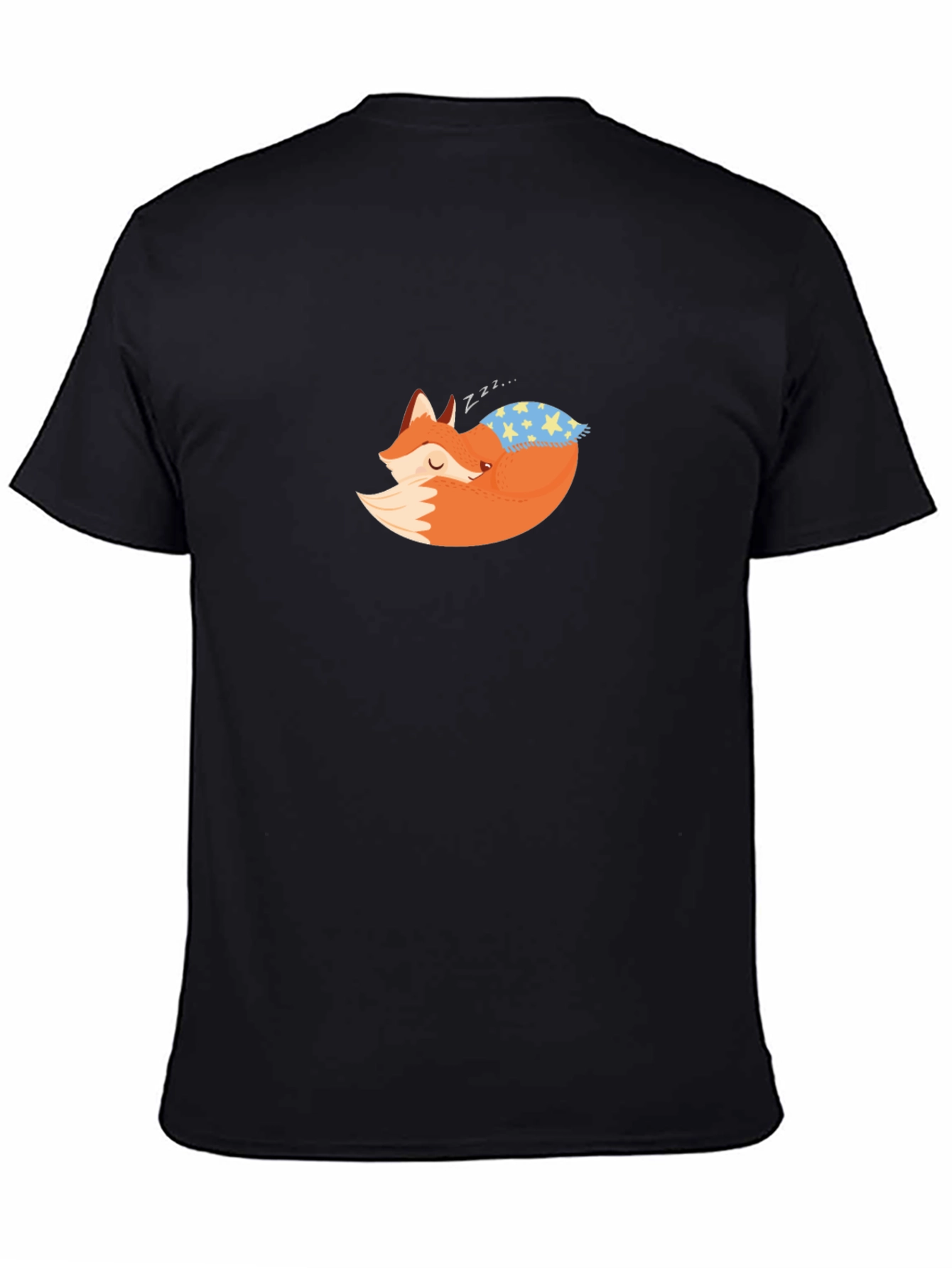 Fox Sleeping on Pillow Black T-Shirt