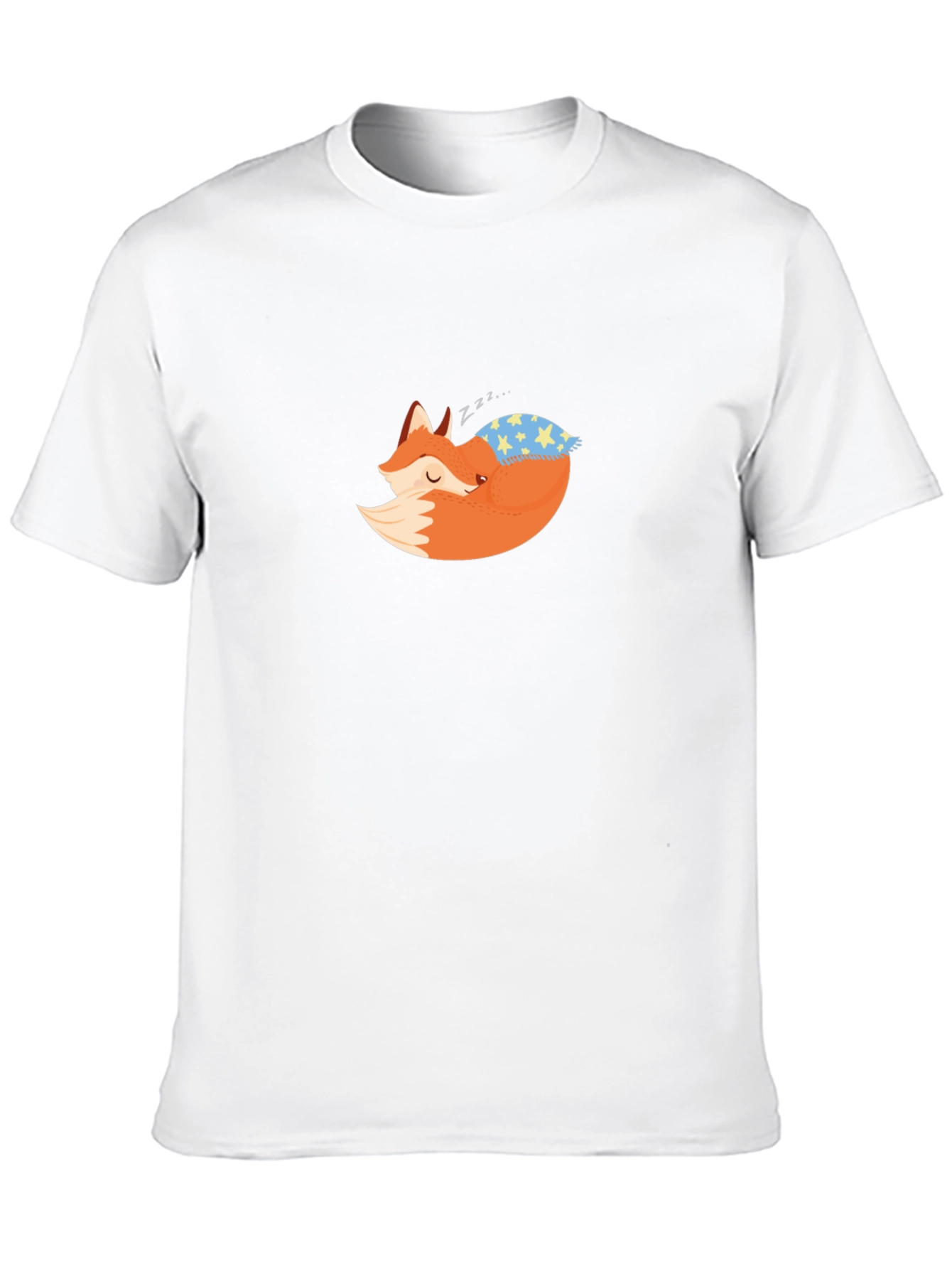 Fox Sleeping on Pillow Black T-Shirt
