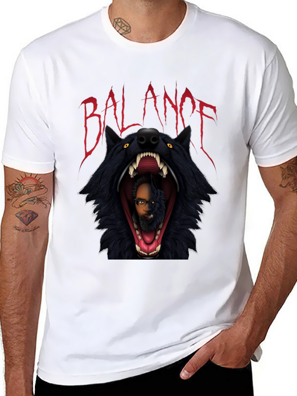 Balance Graphic Print Black T-Shirt