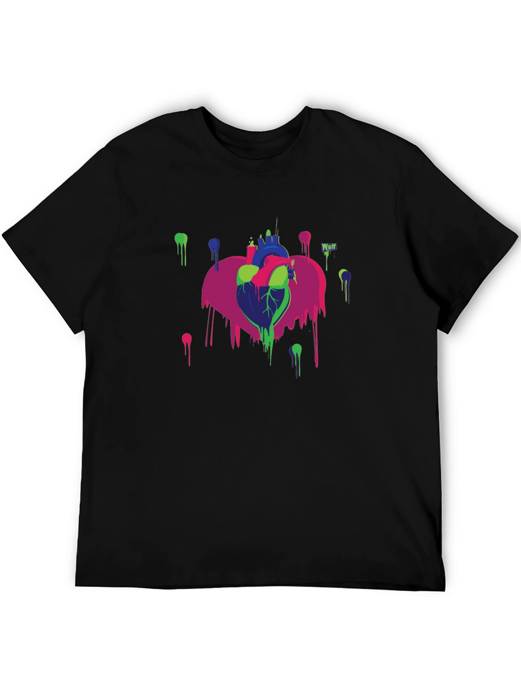 Abstract Heart Graphic Black T-Shirt