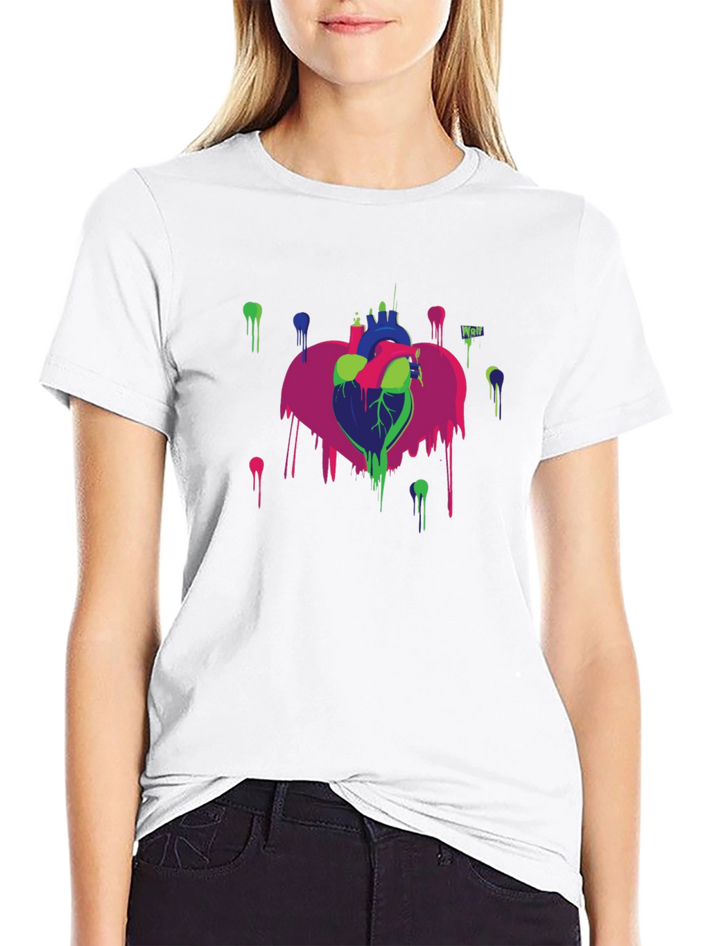 Abstract Heart Graphic Black T-Shirt