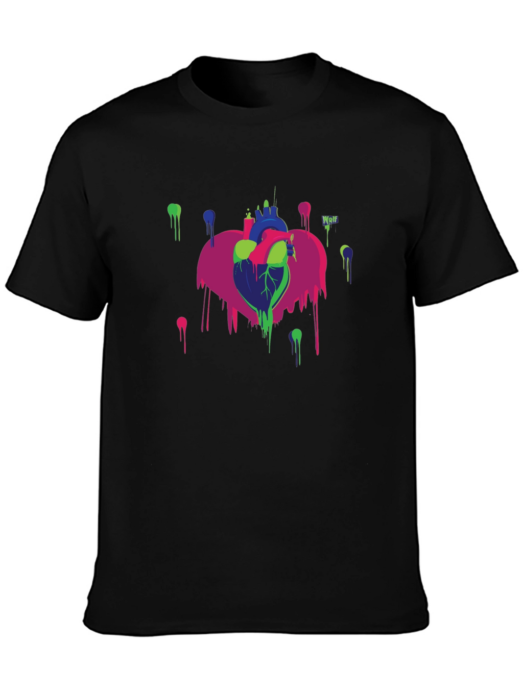 Abstract Heart Graphic Black T-Shirt