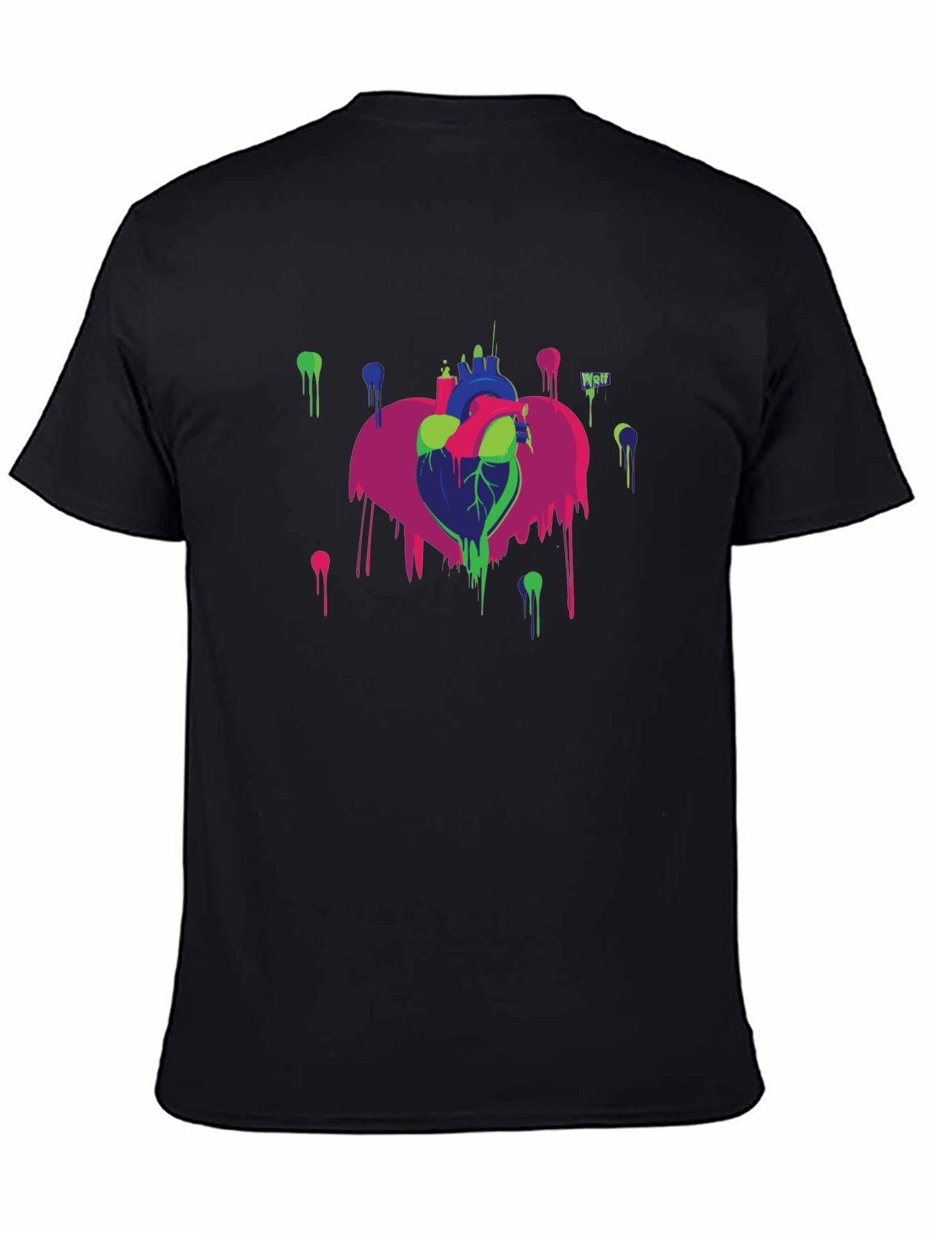 Abstract Heart Graphic Black T-Shirt