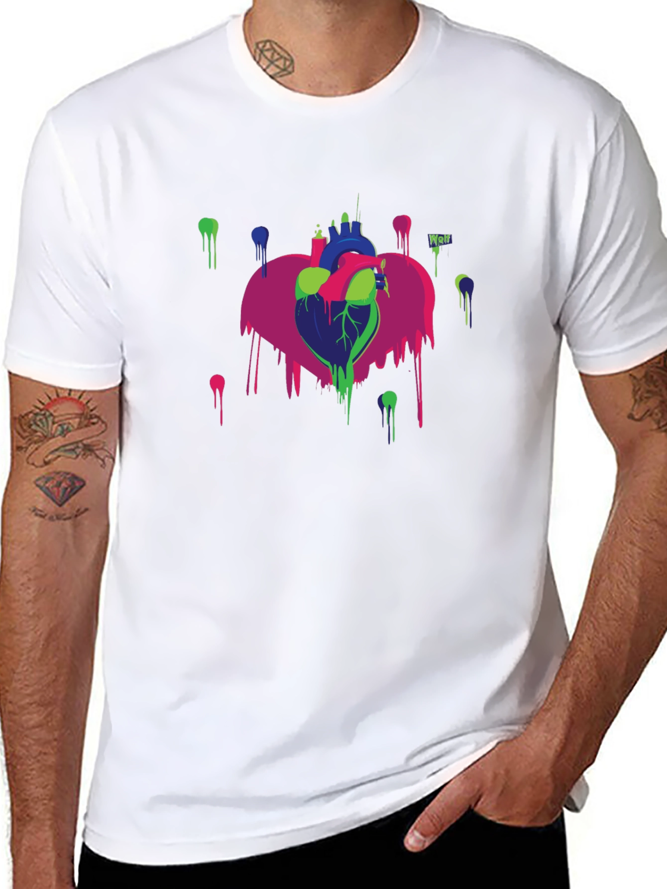 Abstract Heart Graphic Black T-Shirt