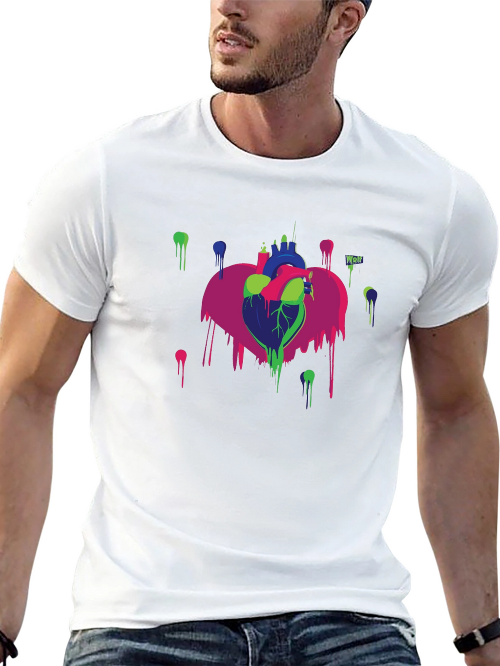 Abstract Heart Graphic Black T-Shirt