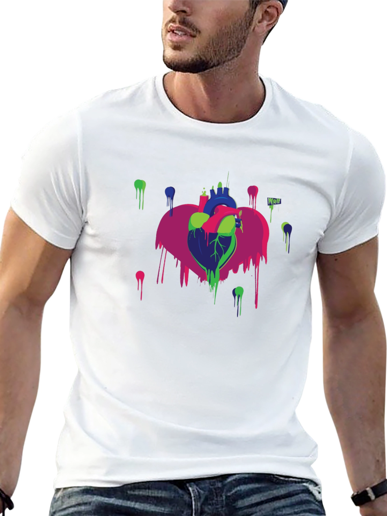 Abstract Heart Graphic Black T-Shirt