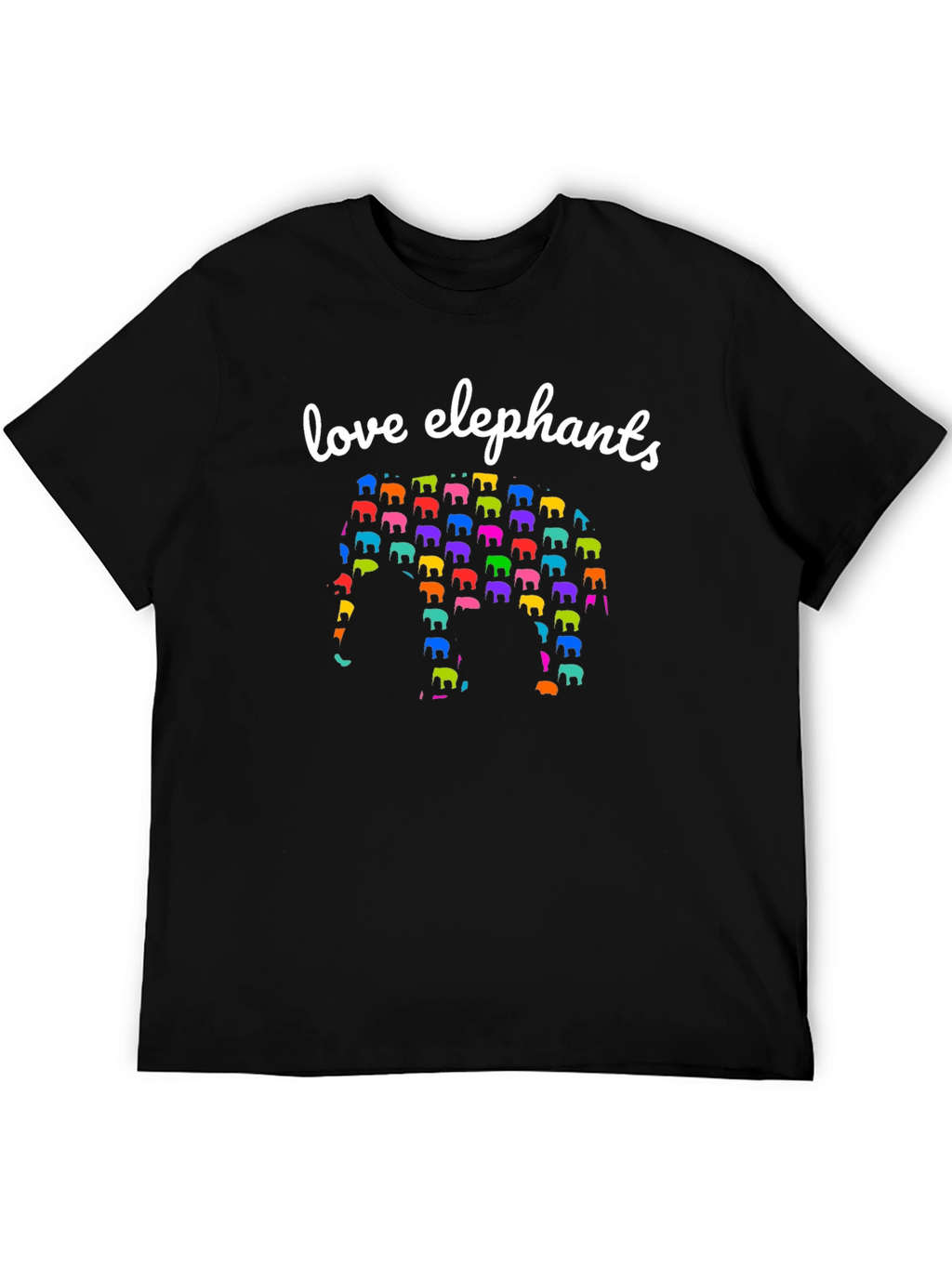 Love Elephants Graphic T-Shirt - Black