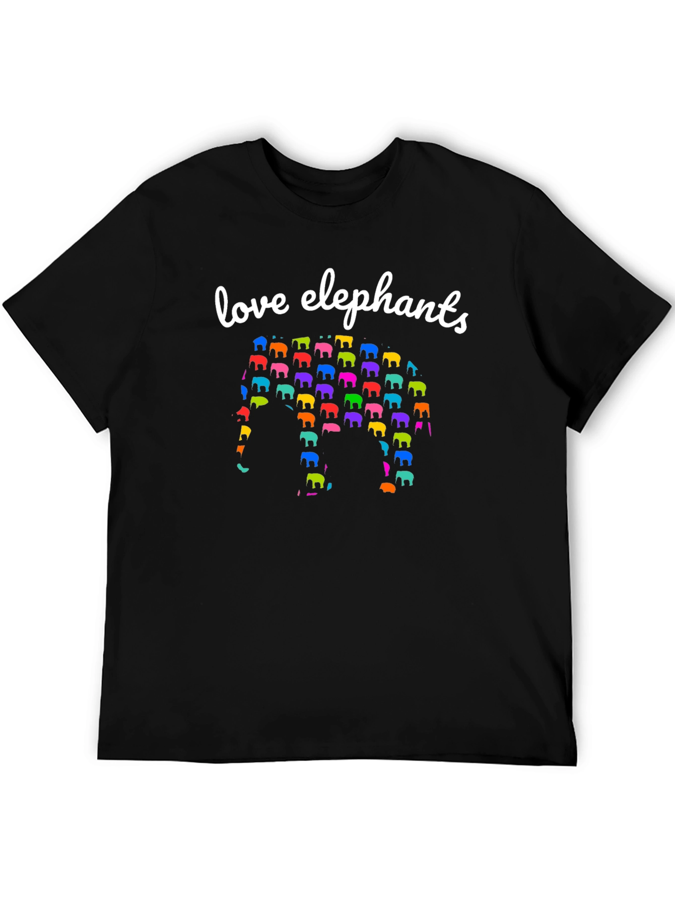 Love Elephants Graphic T-Shirt - Black