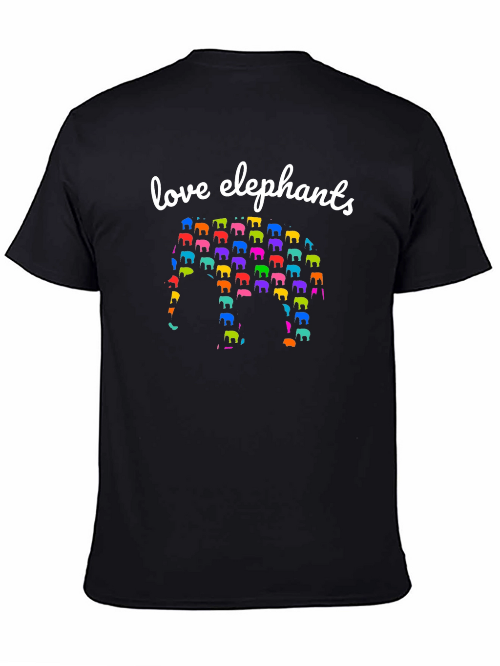 Love Elephants Graphic T-Shirt - Black