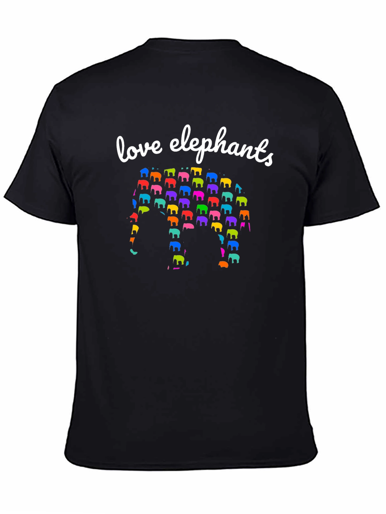 Love Elephants Graphic T-Shirt - Black