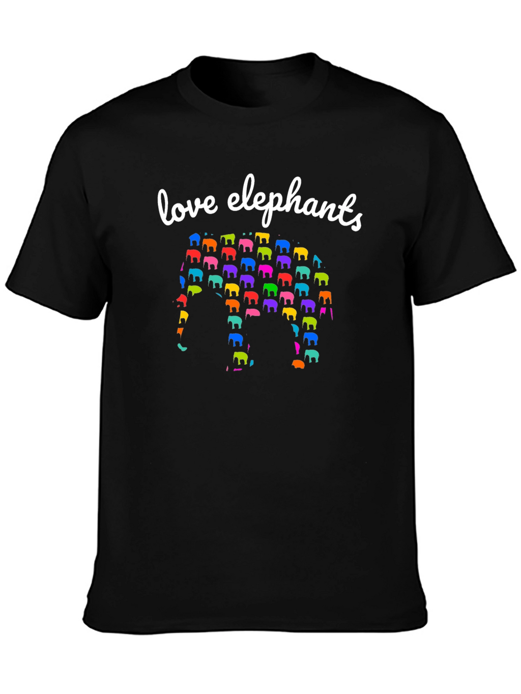 Love Elephants Graphic T-Shirt - Black