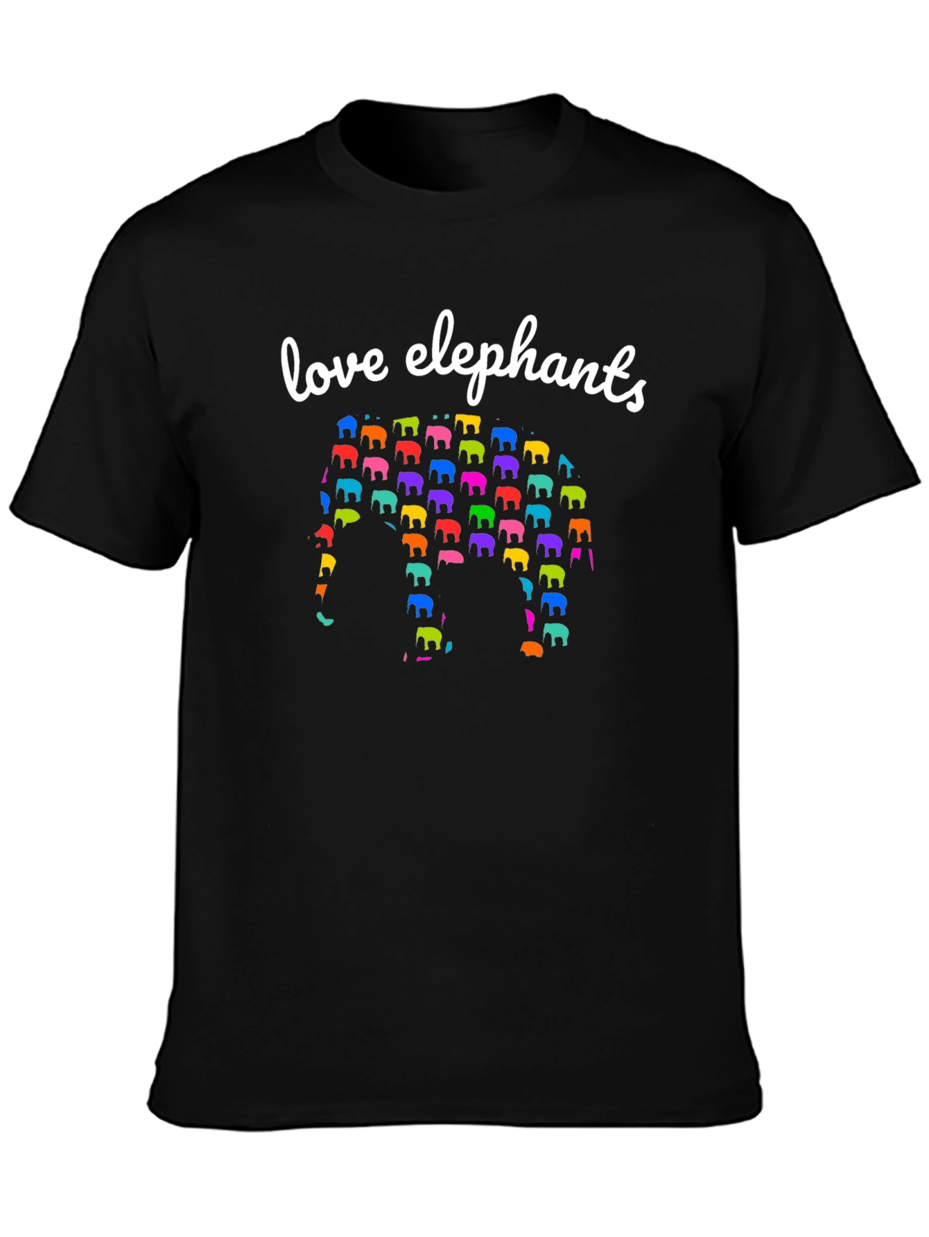 Love Elephants Graphic T-Shirt - Black