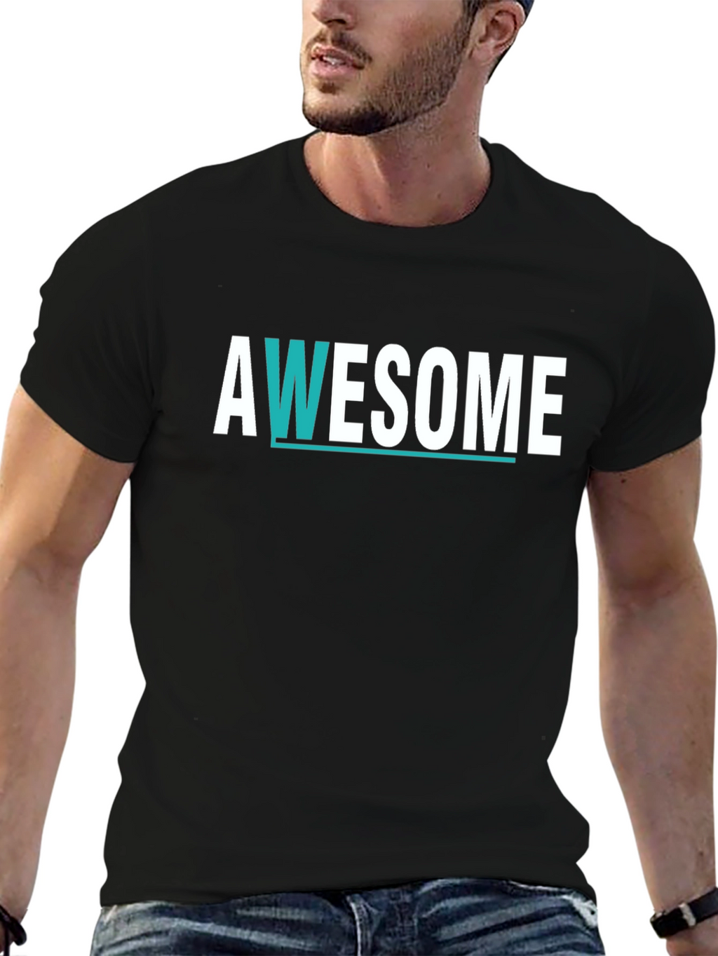 Awesome Graphic Print Black T-Shirt