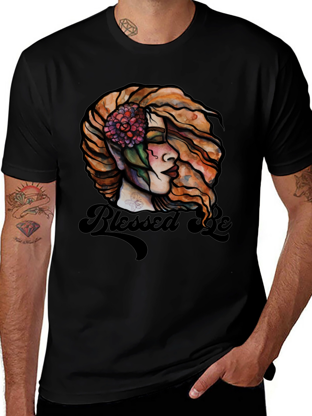 Blessed Be Graphic Tee - Black Cotton Blend